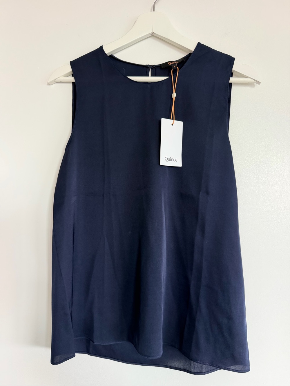 NWT Quince Navy Sleeveless 100% Silk Blouse Tank